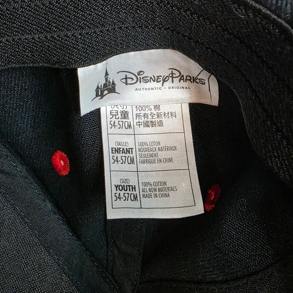 Youth 54-57cm Disney Parks Cap Hat Mickey Mouse Black Red White